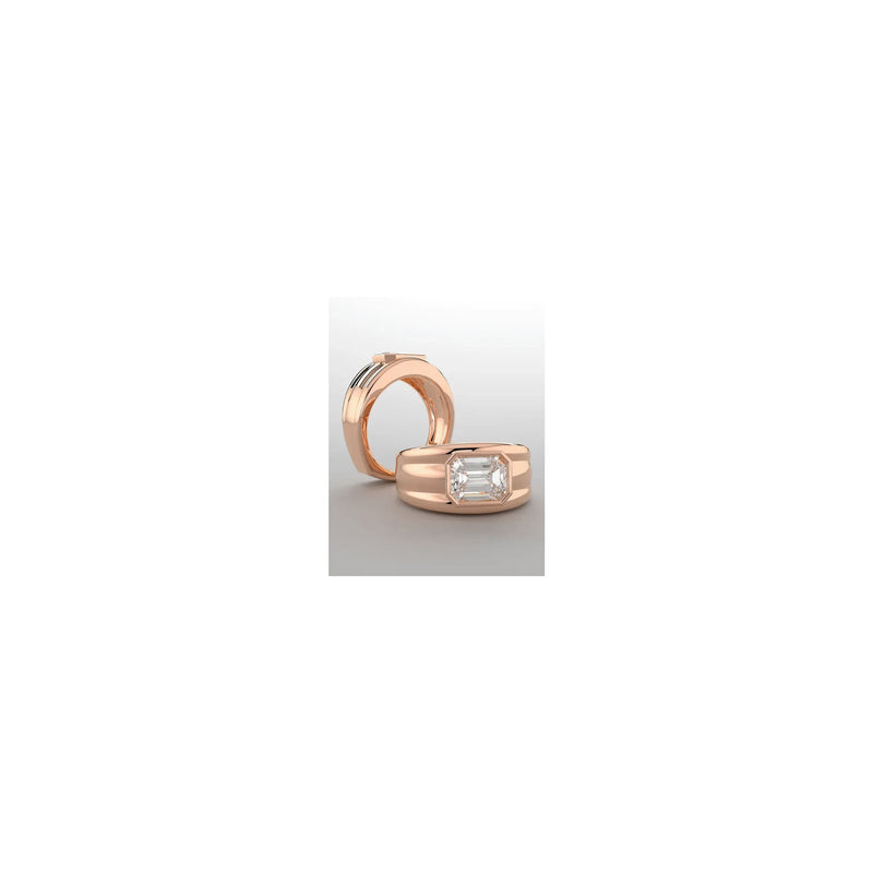 Emerald Cut Cubic Zirconia Bezel Ring rose (14K) preview - Popular Jewelry - New York