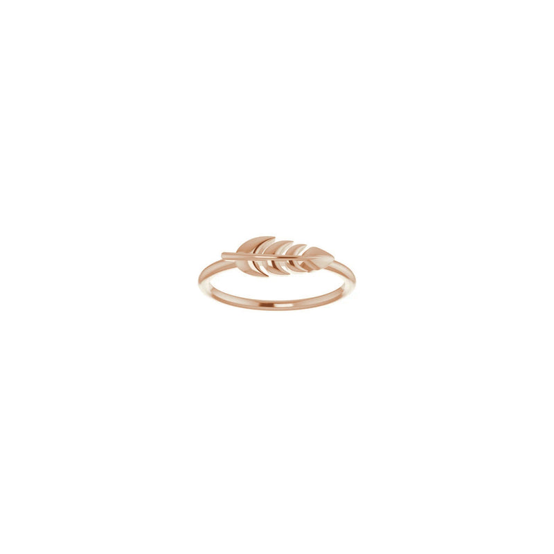 Fern Leaf Stackable Ring rose (14K) front - Popular Jewelry - New York
