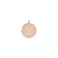 Gemini Zodiac Symbol Disc Pendant rose (14K) front - Popular Jewelry - New York