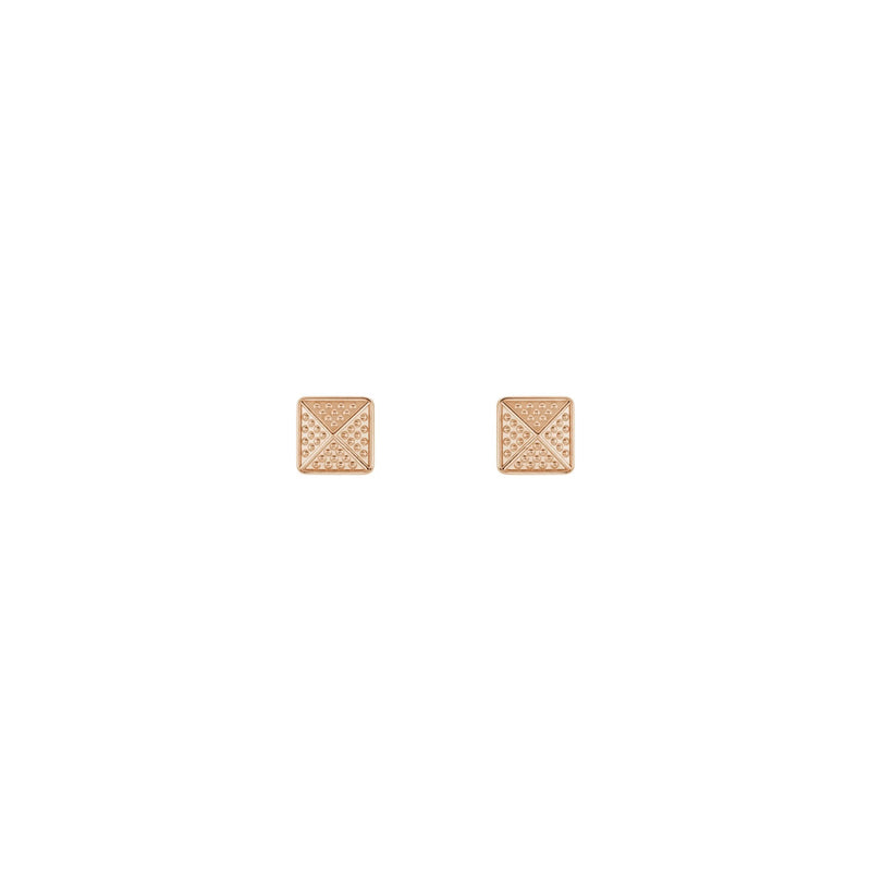 Granulated Pyramid Stud Earrings rose (14K) front - Popular Jewelry - New York