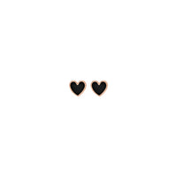 Heart Black Enamel Stud Earrings rose (14K) front - Popular Jewelry - New York