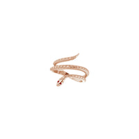Mozambika Garnet Eye Snake Ring nitsangana (14K) diagonal - Popular Jewelry - New York