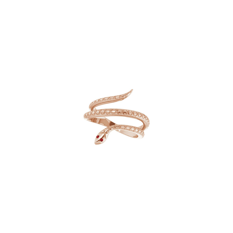 Mozambique Garnet Eye Snake Ring rose (14K) diagonal - Popular Jewelry - New York