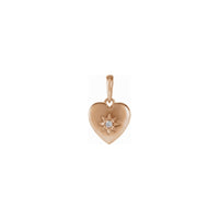 Natural Diamond Sun Puffy Heart Pendant (rose 14K) front - Popular Jewelry - Njujork