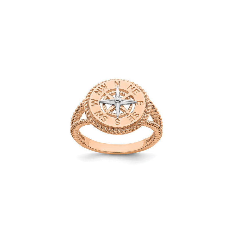 Nautical Compass Rope Ring rose (14K) main - Popular Jewelry - New York