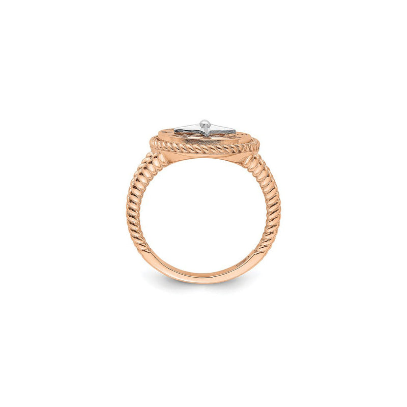 Nautical Compass Rope Ring rose (14K) setting - Popular Jewelry - New York