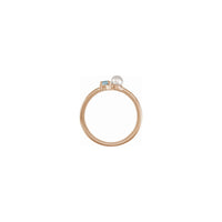 Oval Aquamarine and White Pearl Ring rose (14K) setting - Popular Jewelry - New York