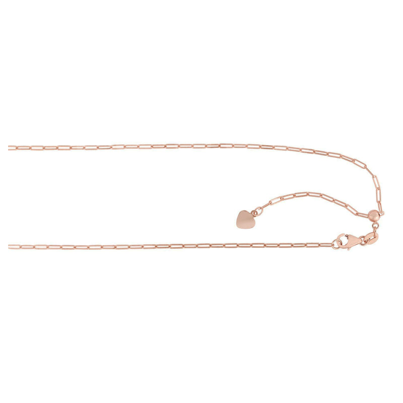 Paperclip with Heart Tag Adjustable Chain rose (14K) main - Popular Jewelry - New York