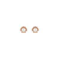 Pearl Seashell Stud Earrings rose (14K) front - Popular Jewelry - New York