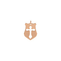 Pierced Cross Shield 吊坠玫瑰色 (14K) 正面 - Popular Jewelry  - 纽约
