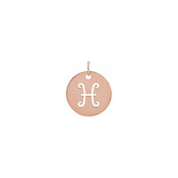 Pisces Zodiac Symbol Disc Pendant rose (14K) front - Popular Jewelry - New York