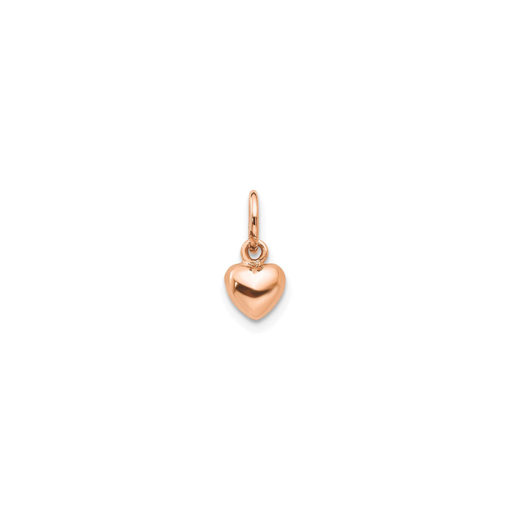 Puffed Baby Pink Heart Pendant (14K) front - Popular Jewelry - New York