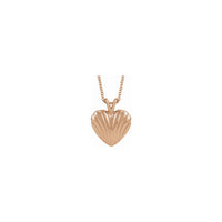 Ribbed Heart Necklace (Rose 14K) front - Popular Jewelry - New York