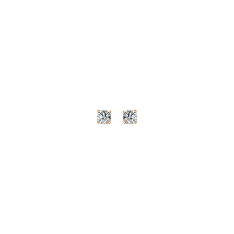 Round Diamond Solitaire (1/2 CTW) Friction Back Stud Earrings rose (14K) front - Popular Jewelry - New York