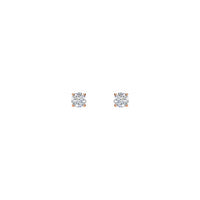Округли дијамантски пасијанс (1 ЦТВ) Фрицтион Бацк Минђуше са розама (14К) - предњи - Popular Jewelry - Њу Јорк