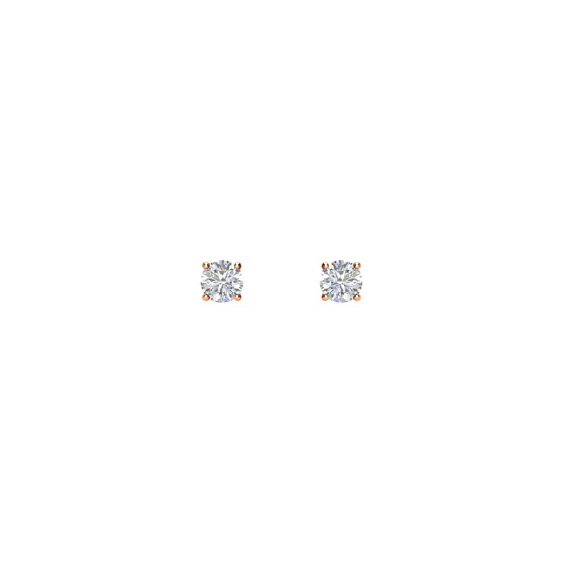Round Diamond Solitaire (1 CTW) Friction Back Stud Earrings rose (14K) - front - Popular Jewelry - New York