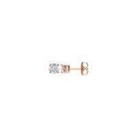 Kerek gyémánt pasziánsz (1 CTW) súrlódó hátsó fülbevaló rózsa (14K) - fő - Popular Jewelry - New York