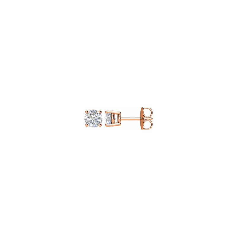 Round Diamond Solitaire (1 CTW) Friction Back Stud Earrings rose (14K) - main - Popular Jewelry - New York