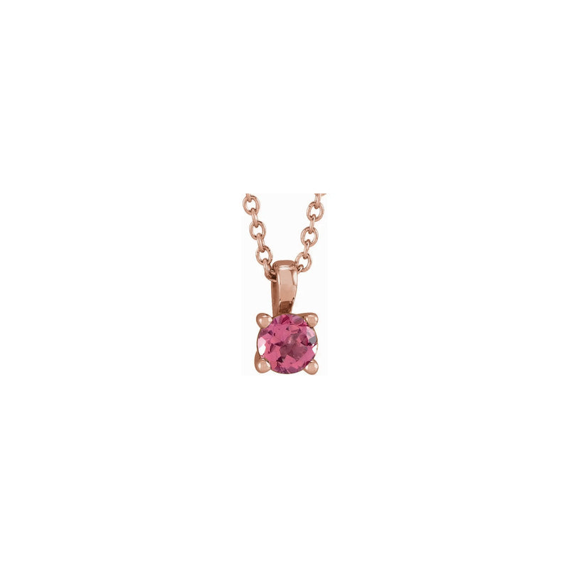 Round Pink Spinel Solitaire Necklace rose (14K) front - Popular Jewelry - New York