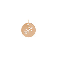 Sagittarius Zodiac Symbol Disc Pendant rose (14K) front - Popular Jewelry - New York