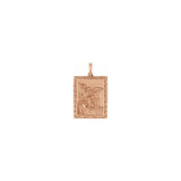 Saint Michael Adorned Rectangular Medal rose (14K) front - Popular Jewelry - New York