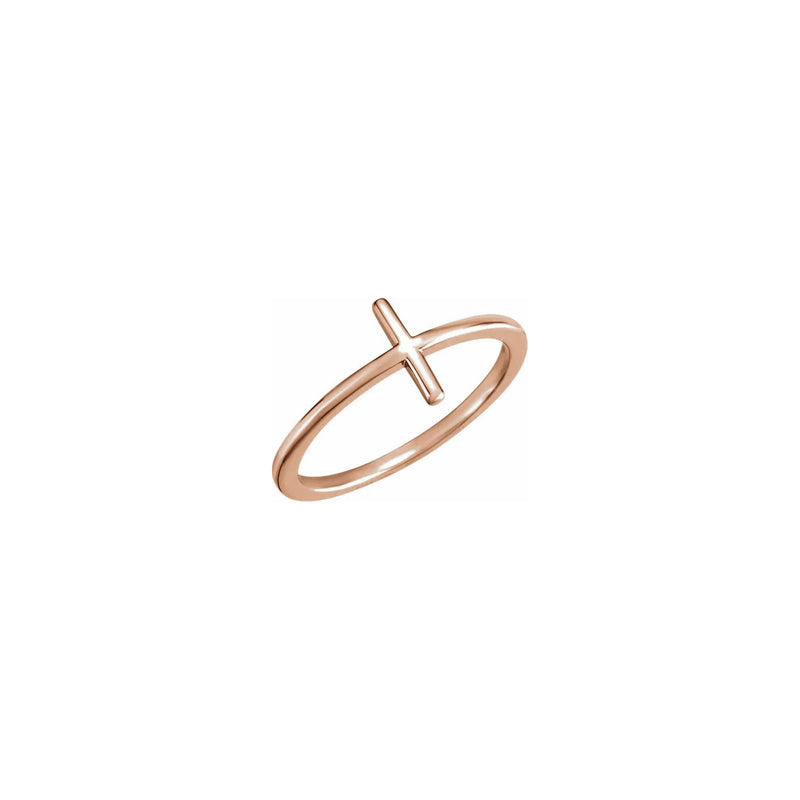 Sideways Cross Ring rose (14K) main - Popular Jewelry - New York