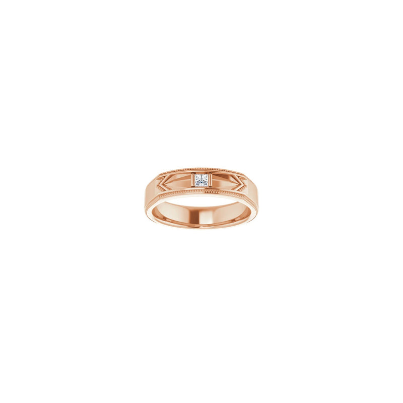 Square Diamond Geometric Milgrain Ring rose (14K) front - Popular Jewelry - New York