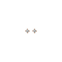קוואדראט דימענט סאָליטאַירע (1/3 קטוו) רייַבונג צוריק שטיפט ירינגז רויז (14 ק) פראָנט - Popular Jewelry - ניו יארק
