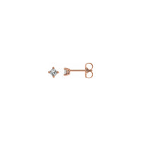 Square Diamond Solitaire (1/3 CTW) Friction Back Stud Auskari roze (14K) galvenais - Popular Jewelry - Ņujorka