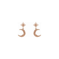 Starry Crescent Moon Dangle Earrings rose (14K) front - Popular Jewelry - New York