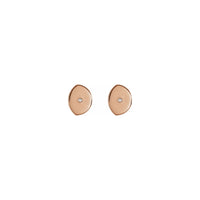 White Diamond Gibbous Moon Stud Earrings rose (14K) front - Popular Jewelry - New York