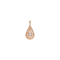 White Freshwater Cultured Pearl Vintage Teardrop Pendant rose (14K) front - Popular Jewelry - New York