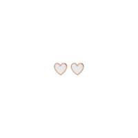 White Heart Enamel Stud Earrings rose (14K) front - Popular Jewelry - Nouyòk