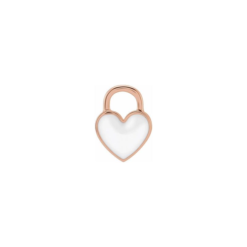 White Heart Enameled Pendant rose (14K) front - Popular Jewelry - New York
