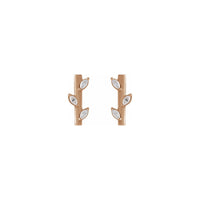 White Marquise Diamonds Floral Bar Stud Earrings (Rose 14K) front - Popular Jewelry - New York