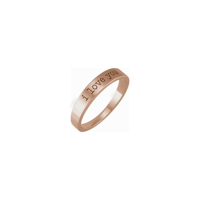 'i love you' Engraved Stackable Ring rose (14K) main - Popular Jewelry - New York