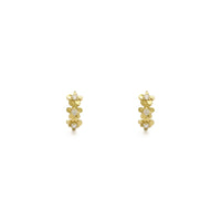 Triple Floret Huggie Earrings (14K) front - Popular Jewelry - New York