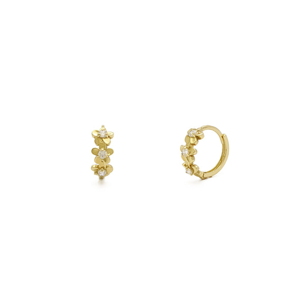 Triple Floret Huggie Earrings (14K) main - Popular Jewelry - New York