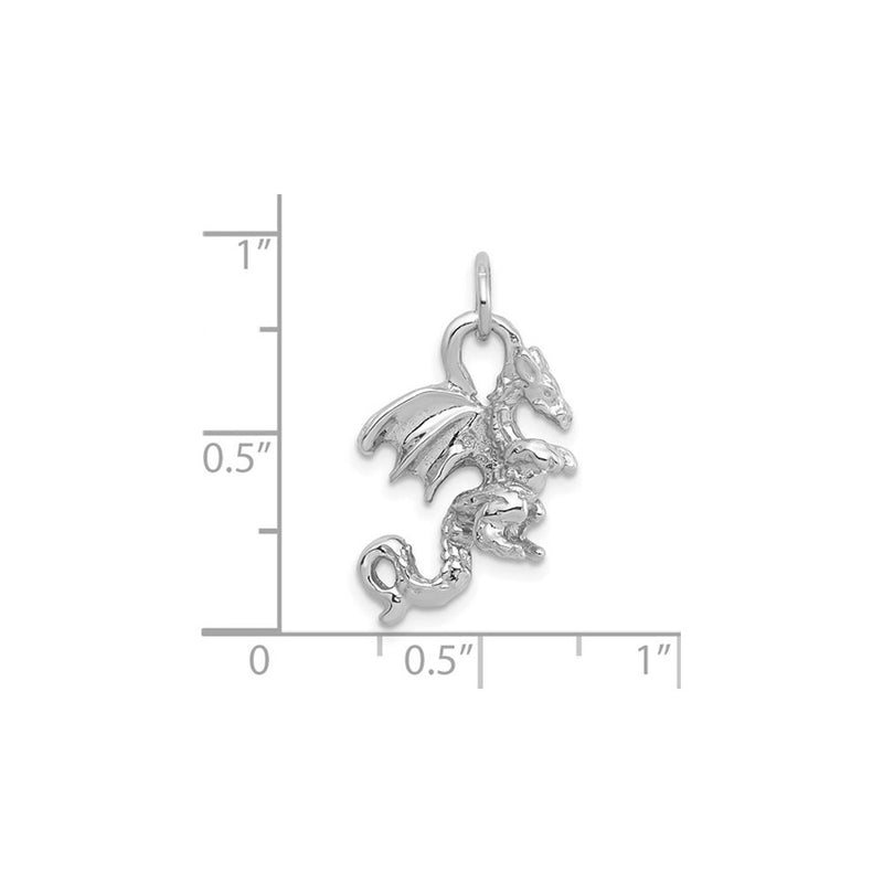 3D Winged Dragon Charm white (14K) scale - Popular Jewelry - New York