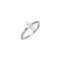 Akoya Pearl Sideway Cross Ring roza blanka (14K) ĉefa - Popular Jewelry - Novjorko