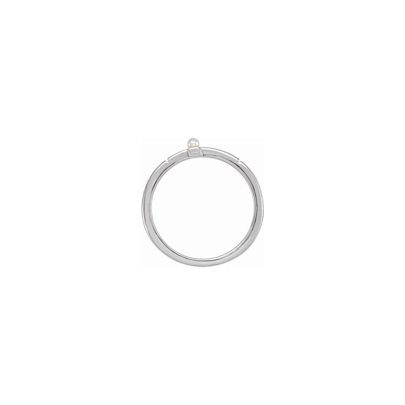 Akoya Pearl Sideways Cross Ring rose white (14K) setting - Popular Jewelry - New York