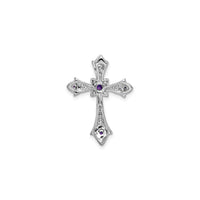 Amethyst and Diamond Fleur de Lis Cross Pendant (14K) back - Popular Jewelry - New York