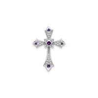 Amethyst and Diamond Fleur de Lis Cross Pendant (14K) front - Popular Jewelry - New York