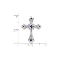 Amethyst and Diamond Fleur de Lis Cross Pendant (14K) scale - Popular Jewelry - New York