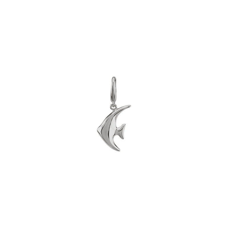 Angel Fish 3D Pendant (White 14K) front - Popular Jewelry - New York