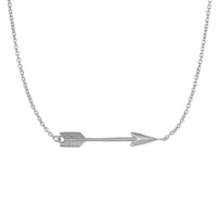 Arrow Horizontal Necklace white (14K) main - Popular Jewelry - New York