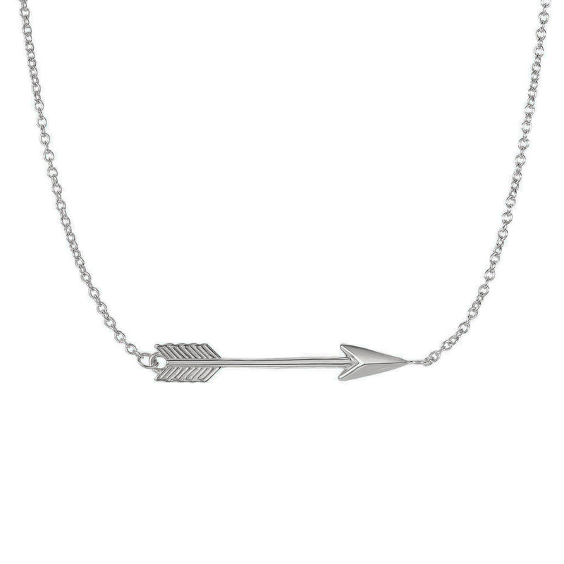 Arrow Horizontal Necklace white (14K) main - Popular Jewelry - New York
