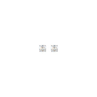 Asscher Cut Diamond Solitaire (1/5 CTW) hõõrdumisega tagakõrvarõngad valged (14K) ees - Popular Jewelry - New York