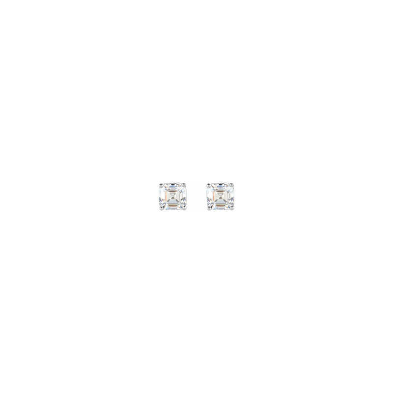 Asscher Cut Diamond Solitaire (1/5 CTW) Friction Back Stud Earrings white (14K) front - Popular Jewelry - New York