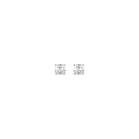Asscher Cut Diamond Solitaire (1/3 CTW) Friction Back Stud Earrings white (14K) front - Popular Jewelry - New York